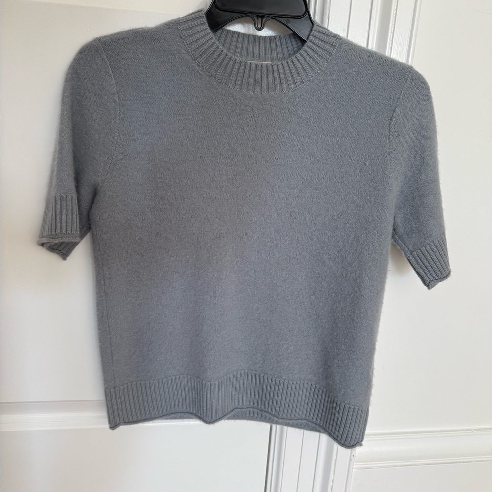 Club monaco shirt sleeve cashmere blue gray sweater